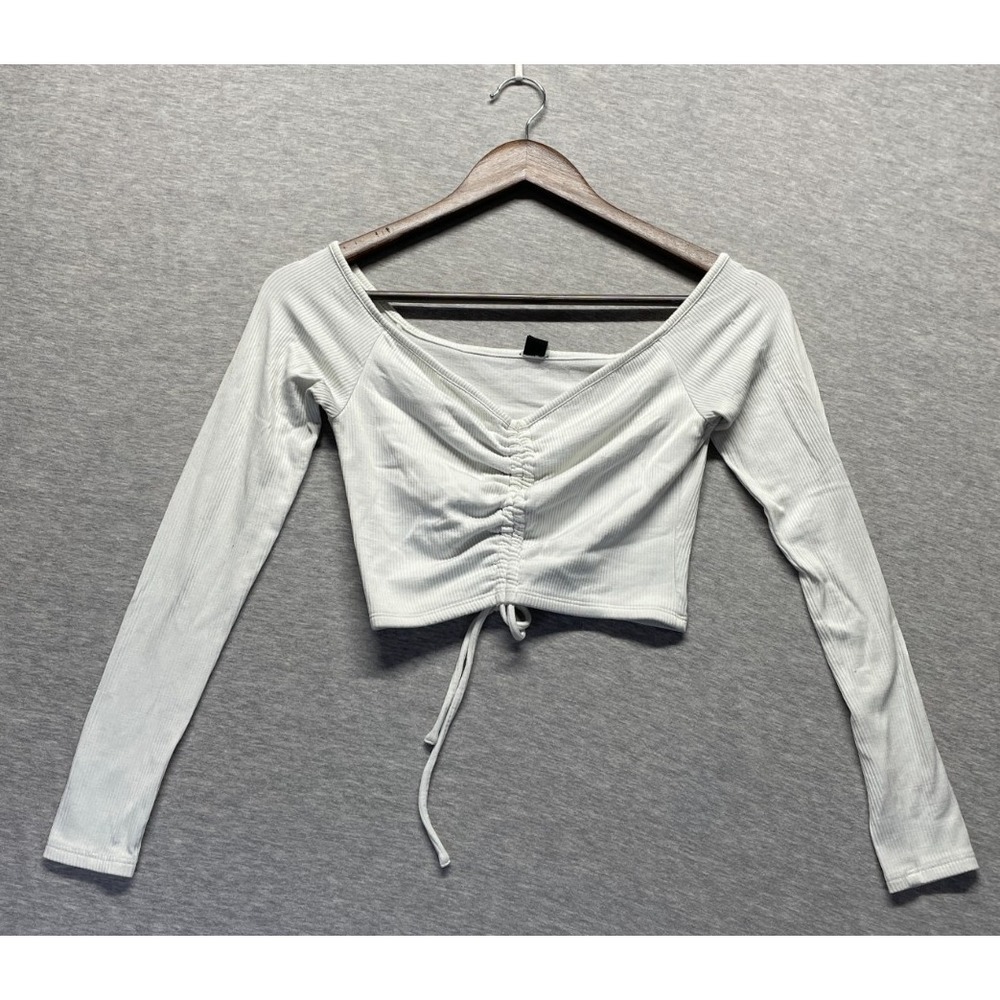Windsor Nothing Sweeter Off The Shoulder Crop Top Womens XS/S White Ribbed Knit